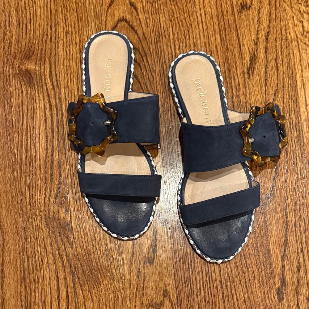 Jack Rogers Women's Navy and Brown Slide Sandals